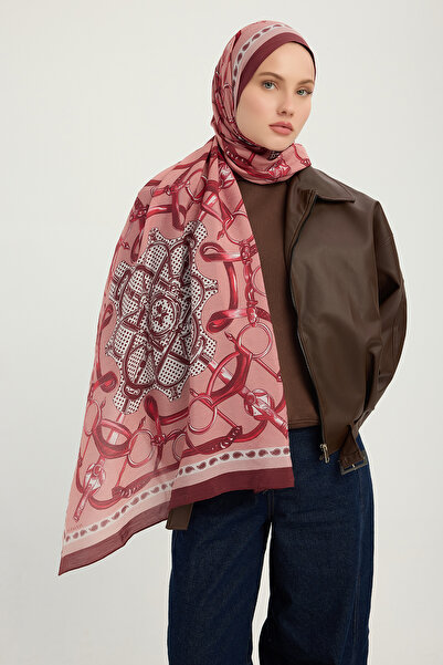 ipekistanbul Șal cu model Vierra - Stema Cavalerului - Bordo