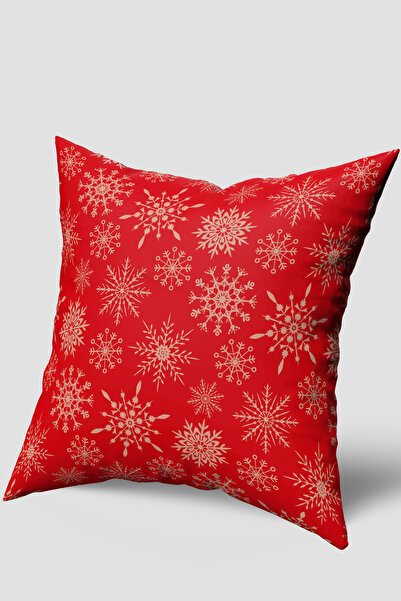 EsnafAli غطاء وسادة عيد الميلاد بنمط ندفة الثلج الحمراء