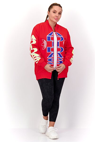 adidas Women Sportswear Fit Outdoor Windbreaker Jacket, Red Combo