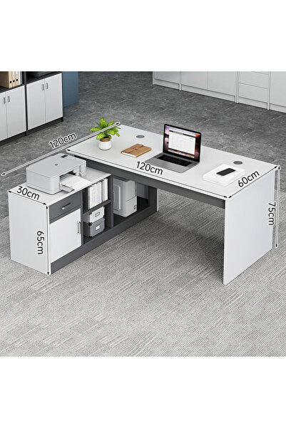 KEKE L Shaped Computer Desk with Integrated Bookshelf Study Table for Home Office and Student 140 cm
