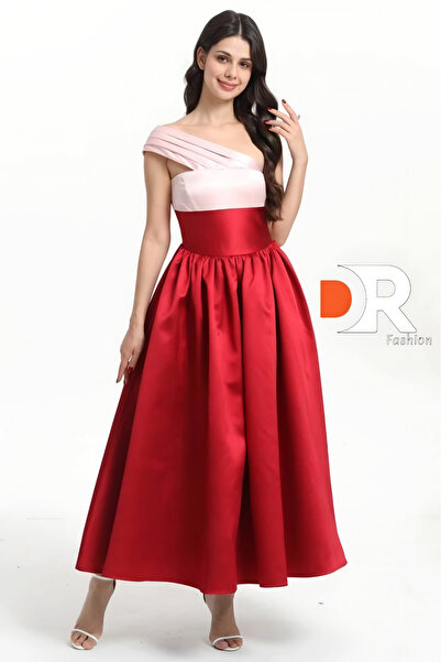Dr Fashion Soft red and pink A-line dress