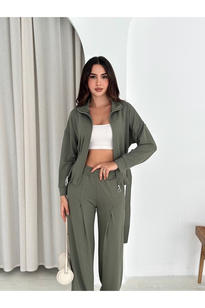 Gugus KADIN TREND BELİ KEMERLİ DİK YAKA FERMUARLI CEPLİ EŞOFMAN TAKIMI