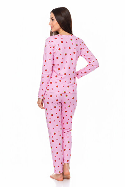 Bravie Crew Neck Suede Pajama Set 6001 Strawberry