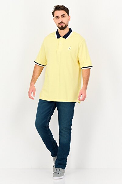 Nautica Men Regular Fit Embroidered Logo Short Sleeve Polo Shirt, Yellow