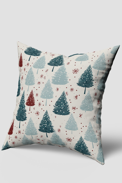EsnafAli Husă de pernă de Crăciun cu model de copac de pin verde roșu