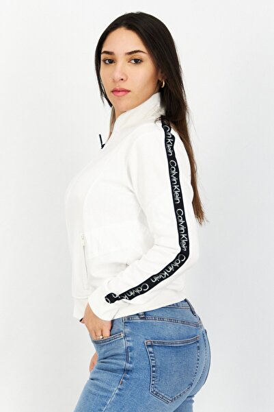 Calvin Klein Women Brand Logo Motor Jacket, White