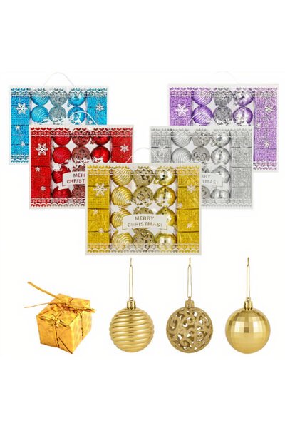 Issa Set globuri de Crăciun 20 buc, plastic 6 cm, diverse modele colorate auriu