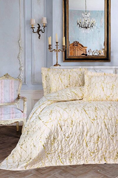 Cotton Box Smart Destello Cream Double Velvet Bedspread Set