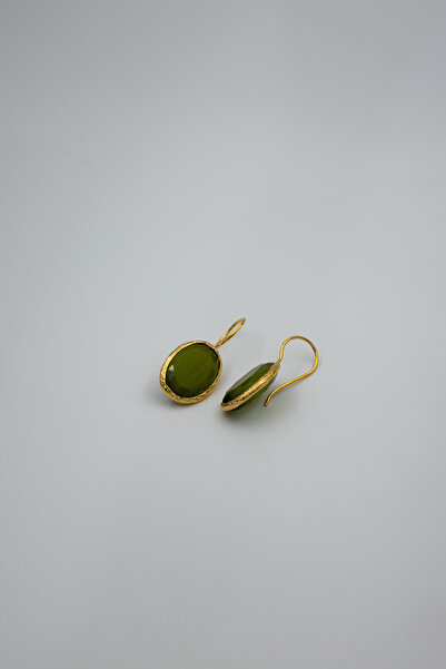 Limosse Jewelry Arla Gold Çelik Yeşil Cam Taşlı Küpe