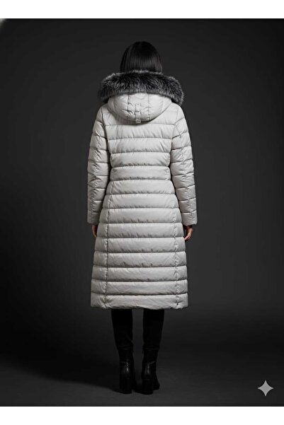 KMKkombin Γυναικείο Μακρύ Γεμισμένο Μαύρο Πουφερ Μπουφάν