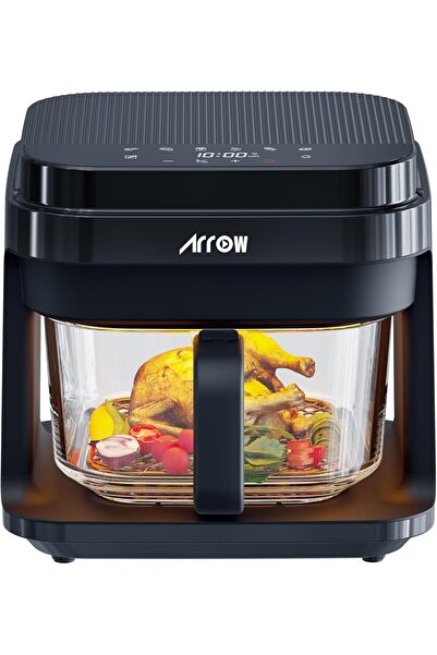 ARROW مقلاة هوائية زجاجية، سعة 5.5 لتر، درج قابل للفصل، نافذة مرئية، RO-06AFAO