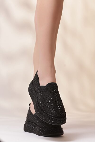 LEYDİ SHOES جيني سترتش سبورت أسود لامع