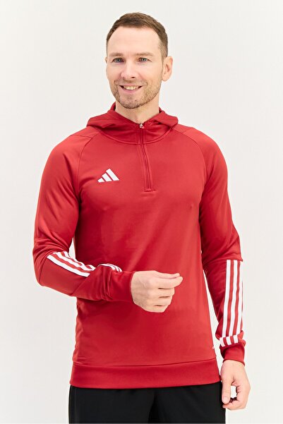 adidas Men Sportswear Fit Long Sleeve Training Hoodies, Red