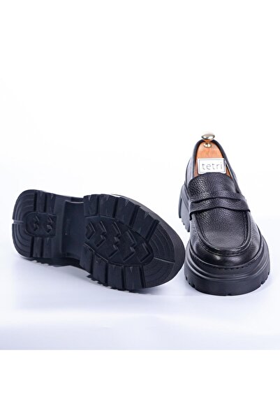 TETRİ K416 Ramonelli Model Real Leather Handmade Men's Black Casual Shoes