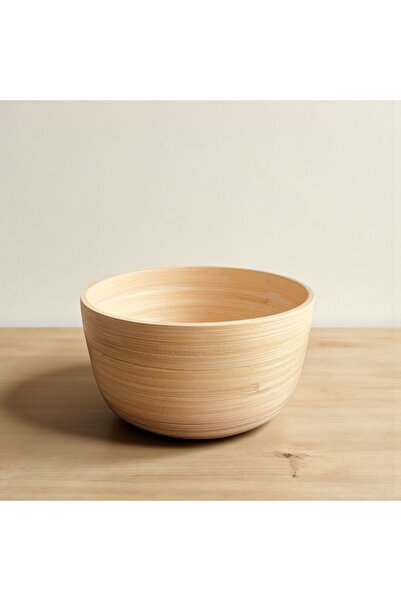 ELZEY HOME Natural Bamboo Deep Salad & Fruit Bowl 26X14 cm