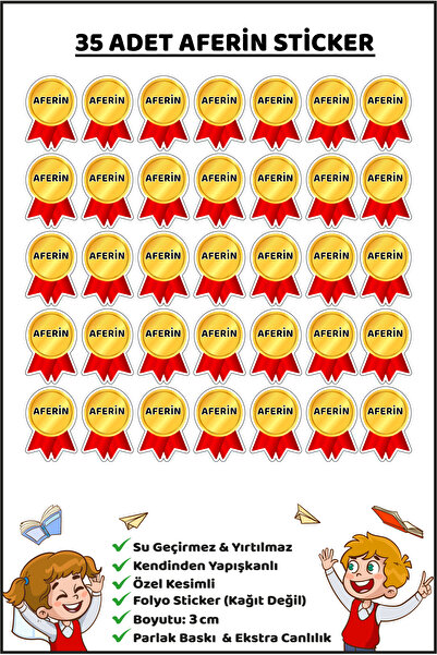 Ayza Tasarım Ödül Stickerı | Başarı Motivasyon Etiketi | Öğrenci Karne Teşekk...