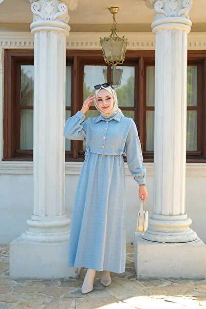 Butik Kadın Tüvit Kumaş Düğmeli Elbise