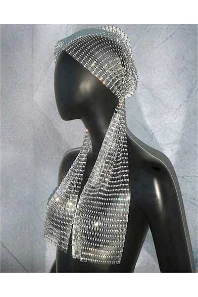 Veille Black Head Accessory Women's Stylish Stone Head Model