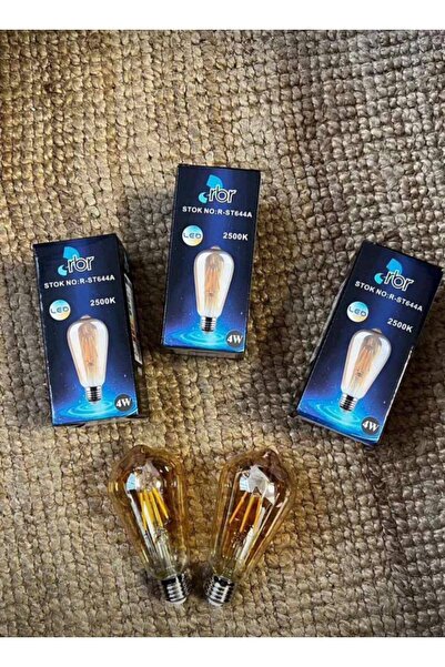 RBR 4W Rustik LED Ampul E27 (Kalın Duy) - 2500K Sıcak Sarı Işık - ST64 Armut Tipi