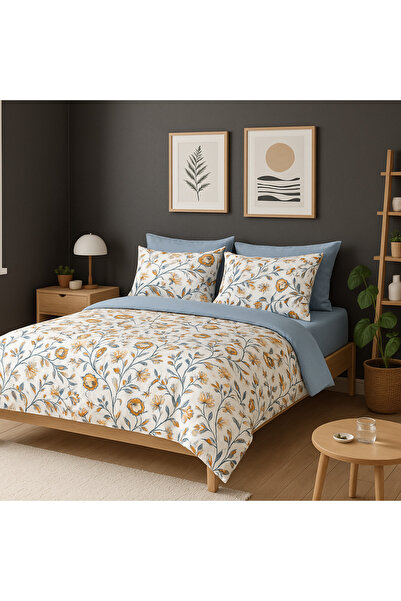 MyStory Home Double Duvet Cover Set with Elasticated Sheets Emerald Blue