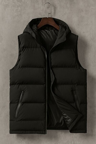 LFSPORT Kapüşonlu Su Geçirmez Şişme Yelek Siyah