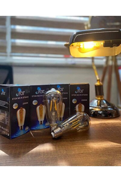 RBR 4W Rustik LED Ampul E27 (Kalın Duy) - 2500K Sıcak Sarı Işık - ST64 Armut Tipi