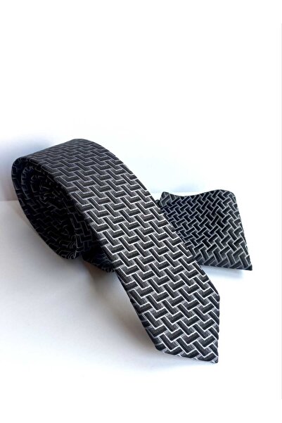 Kravatistan 5.5 cm Thin/Slim Patterned Tie and Handkerchief Set