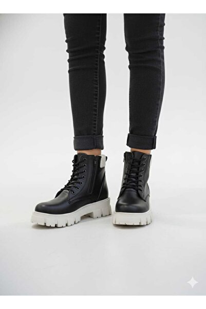 Weynes Women's Black Beige Waterproof Knitwear Boots Wsb1160