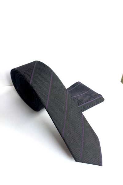 Kravatistan 5.5 cm Patterned Thin/Slim Tie and Handkerchief Set