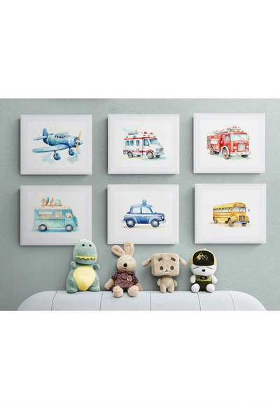 TABLOX Цветна илюстрация с играчки Тематична детска стая 6-частен комплект ка...