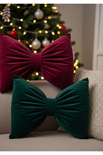 FARCY Set de 2 perne decorative cu aspect de fundă de catifea cu tematică de Crăciun de Anul Nou (2 bucăți)