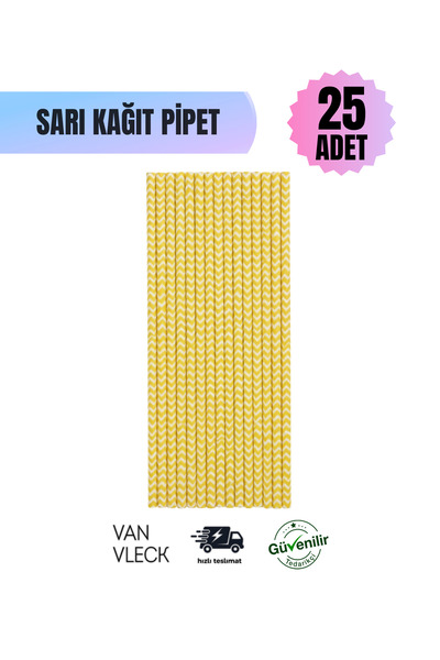 VAN VLECK 25’li Sarı Kağıt Pipet Seti – Çevre Dostu, Tek Kullanımlık, Dayanık...