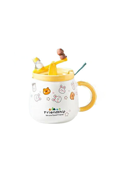 Dörtel Tedarik Cute Bear and Rabbit Seesaw Ceramic Mug 1967