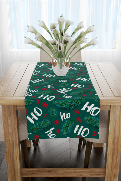 EsnafAli Runner de Anul Nou cu scrisul Ho Ho verde 40x140