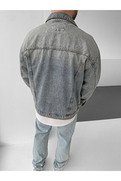 NO1 KONSEPT Jachetă de blugi supradimensionat cu detaliu rupt albastru