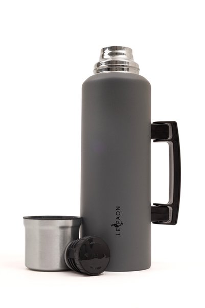 Le Paon ‎ 1.5 Liter, 304 Stainless Steel Thermos, with Folding Handle, Keeps Hot for 24 Hours, Keeps Cold for 48 Hours, Leak-Proof