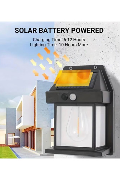 SmartElectro Set of 4 Solar LED Lamps with Motion Sensor, 3W, Rechargeable, 10 Hours of Lighting, Wall Mounted