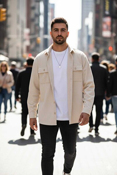 NO4 Half Oversize Textured Pocket Velvet Shirt