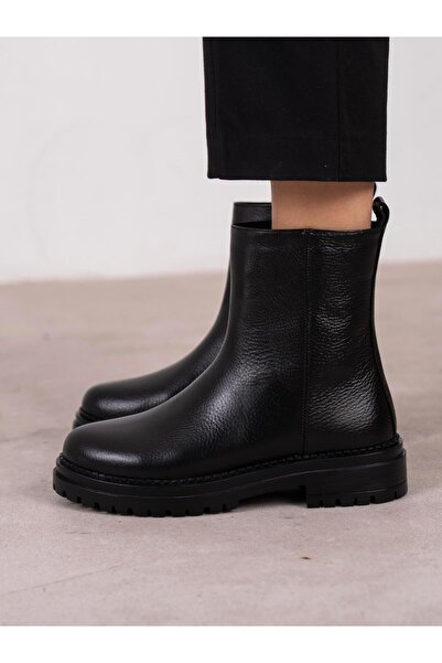 ECENİN BUTİĞİ Nia Siyah Hakiki Deri Kadın Bot