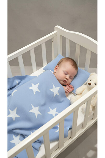 Sebir Moda بطانية أطفال تريكو منقوشة بنجمة 90x90 سم