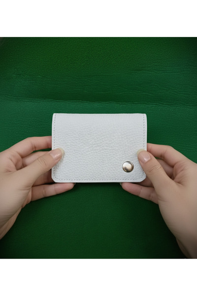FEHANDEN COLLECTİON Women'S, White, Genuine Leather, Folding Card Holder