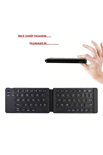 WoogiTech Katlanabilir ,Taşınabilir Bluetooth Kablosuz Klavye Telefon, Tablet, Laptop Uyumlu Ergonomik Tasarım