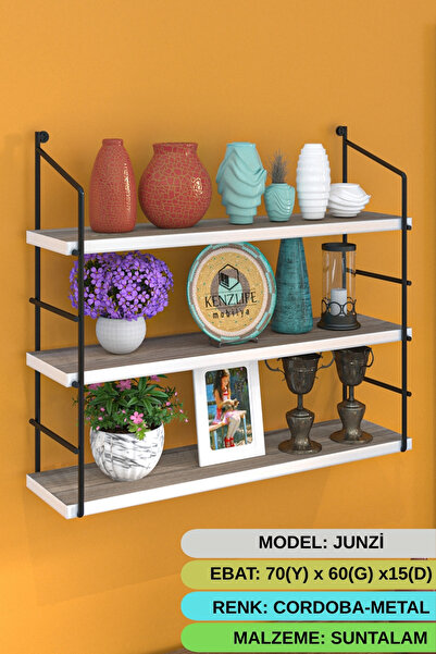 Kenzlife kitaplık junzi mat cordoba suntalam 070(Y)*60(G)*15(D)3 KATLI mutfak...