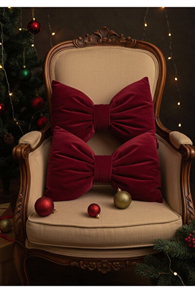 FARCY Set de 2 perne decorative cu aspect de fundă de catifea cu tematică de Crăciun de Anul Nou (2 bucăți)