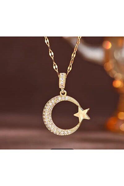 Roseland Kadın çelik ay-yıldız kolye