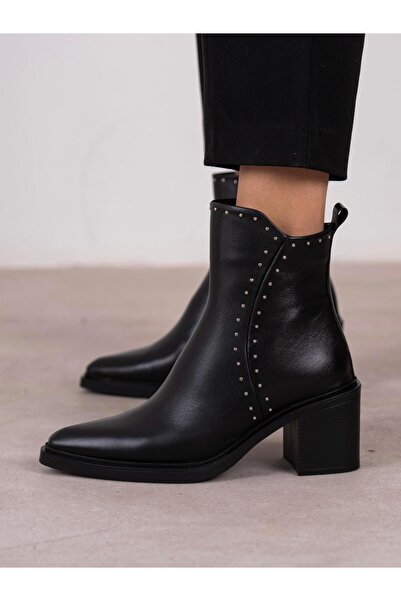 ECENİN BUTİĞİ Hera Siyah Hakiki Deri Kadın Bot
