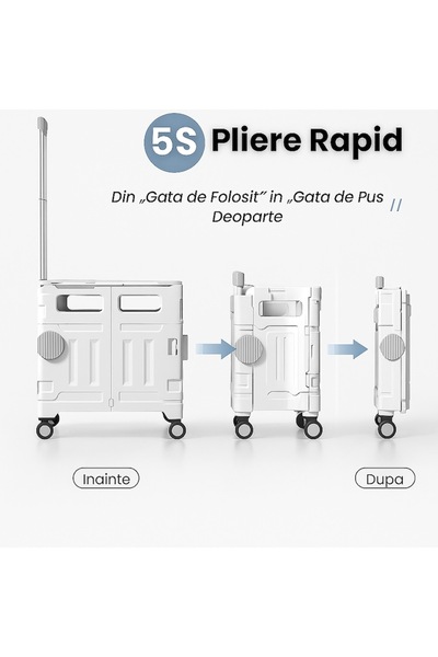 HHERESSY Foldable Shopping Trolley with Wheels, Ideal for Shopping, Beach, Camping and Fishing, Telescopic Ro