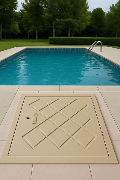 alkametal makina dairesi kapağı havuz depo kapağı fiber kapak 50*50 bej