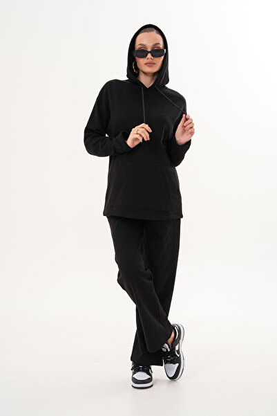 Miss Dünya Lissa Sofia Comfortable Form Knitwear Textured Hooded Maternity and Postpartum Tracksuit Set