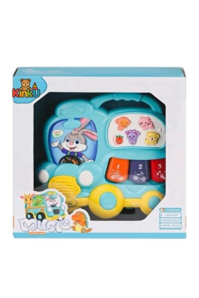 KİNKU Sesli Işıklı Müzikli Otobüs Bebek Piyanosu 15 cm